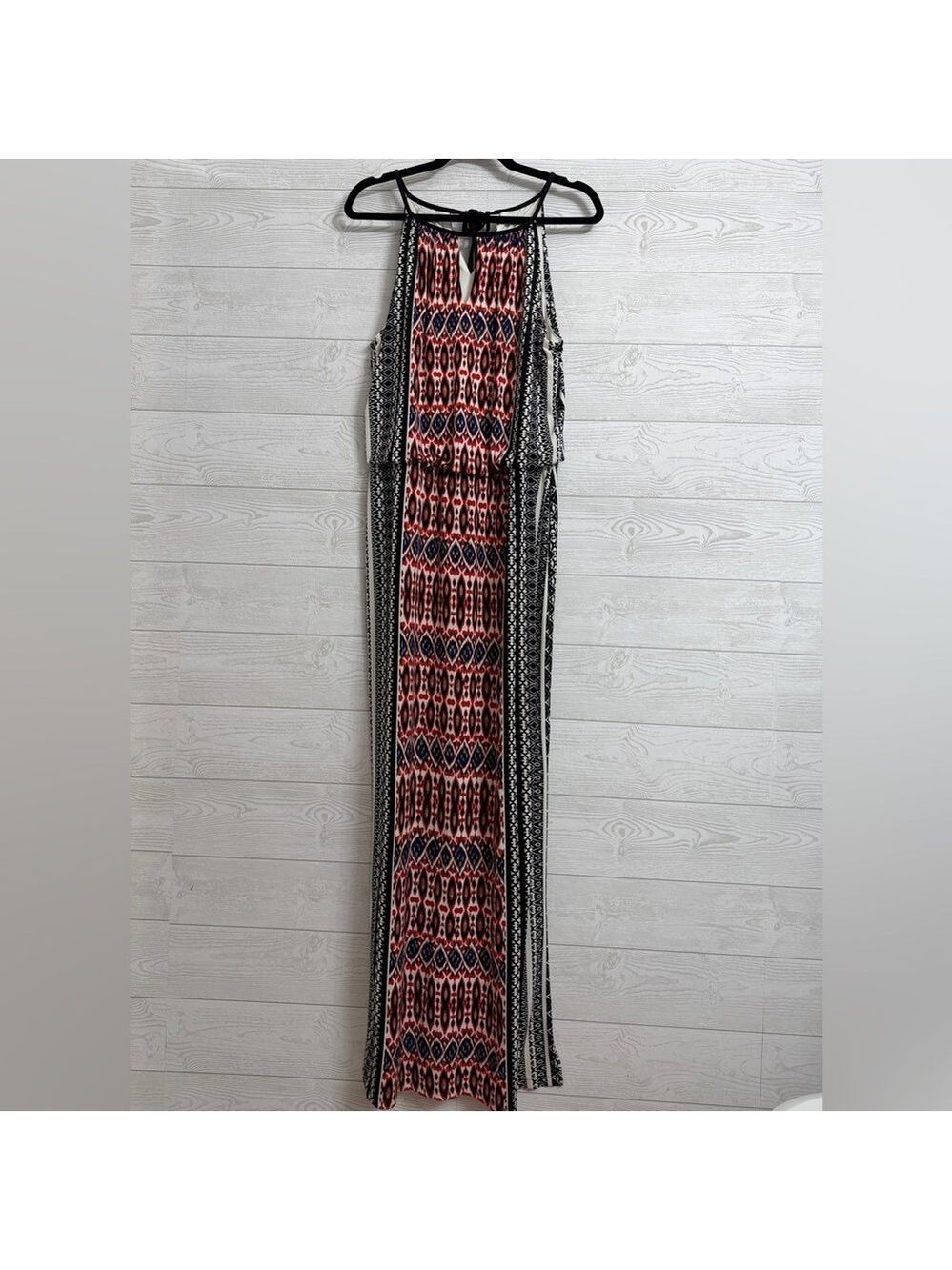 London Times Women’s Black & Red Design Sleeveless Maxi Dress. Size 10